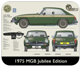 MGB GT Jubilee Edition 1975 Place Mat, Small